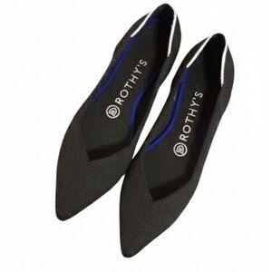 Rothy's Rare Retired “The Point” Black White Halo Pointed Toe Flats Size 8.5 EUC